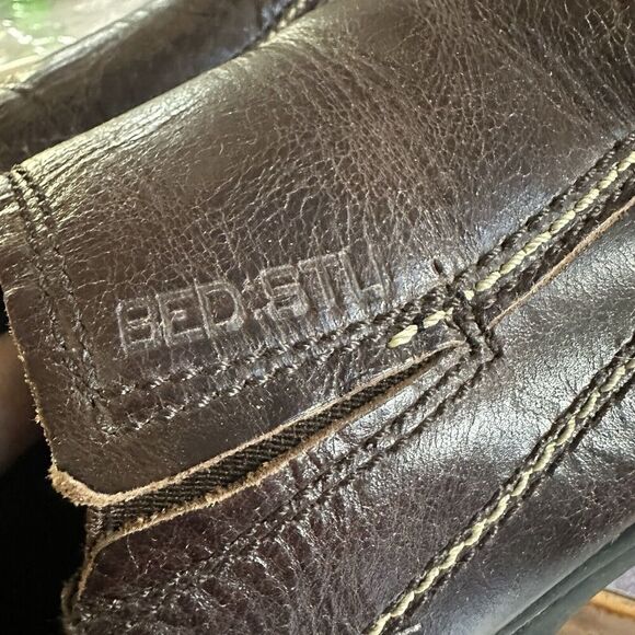 2/$30 Bed Stu Brown Distressed Leather Loafers Slip On Mens 10 Y2K 90s Vintage - Picture 13 of 15